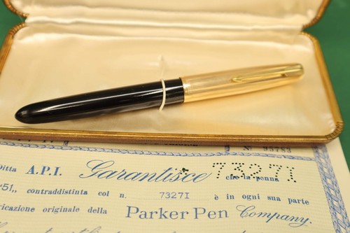 Vintage Parker 51 Penna Stilografica Oro placcato Nero Scatola originale e docum - Imagen 3 de 4