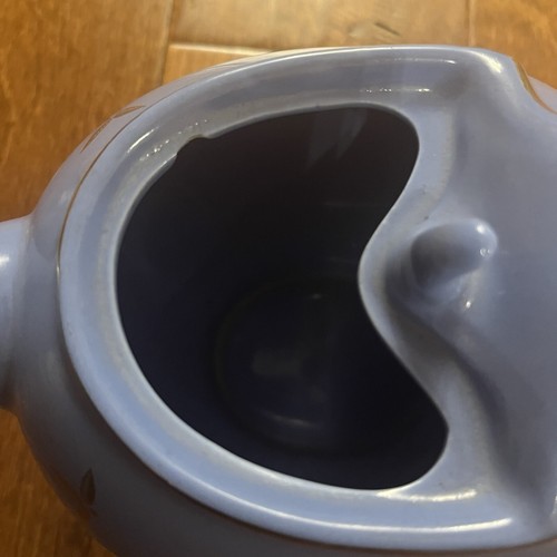 Vintage Hall China Teapot 0749 Hook Lid Cadet Blue 6 Cup Gold Flower Design USA - Picture 6 of 7