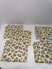 Vintage MCM Bright Fruits Vegetables Cloth Napkin Set Of 6 Handmade Retro Kitsch