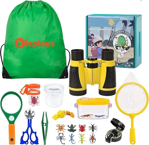 Kizplays Forscherset für Kinder, Fernglas 22-teiliges Entdecker Set, Spielzeug