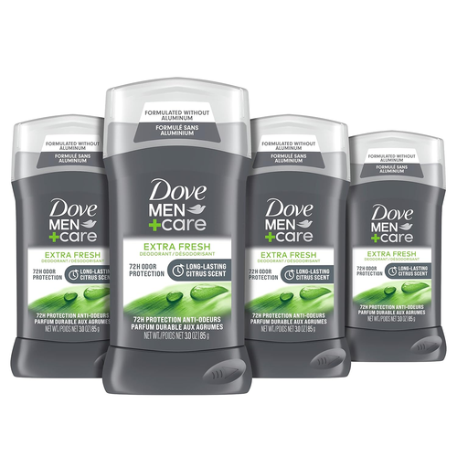 Deodorant Stick for Men Extra Fresh 4 Count Aluminum Free 72-Hour Odor Protectio