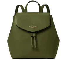 Kate Spade Lizzie Saffiano Leather Medium Flap Backpack Enchanted Green Bag.