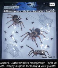 3D Life Size Realistic spiders Halloween Prop Joke Prank Window Cling Jumbo 14pc