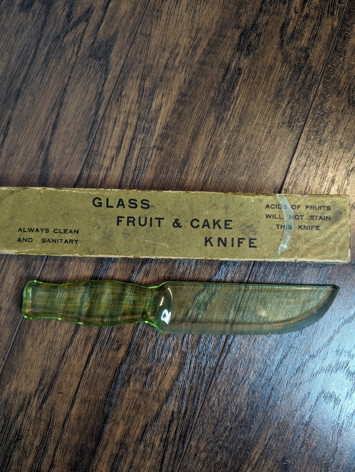 Antique Vintage Vaseline Uranium Glass Knife w/ Box Kitchen Novelty Co