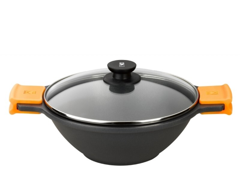 Bra Efficient Wok In Alluminio Pressofuso Antiaderente Con Coperchio 28 cm