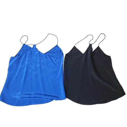 J. Crew Black & Blue Silk V-neck Racerback Camisole Top Blouse 2 Colors sz 6 - Picture 2 of 16