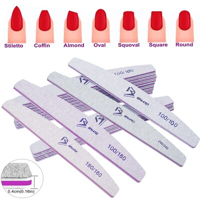 Profi Nagelfeilen 100/180/240er Körnung Qualität Halbmond Emery Board Buffer Set