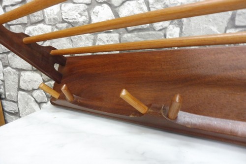 Mid Century Wooden Coat Rack Hall Tree Coat Rack Teak Wood - Picture 9 of 13