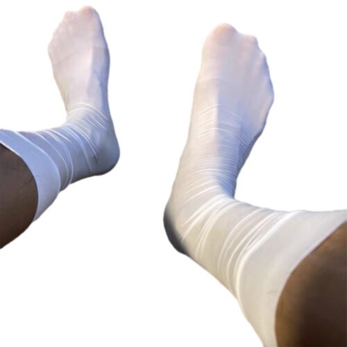 Stretchy Shiny Sheer Mesh Oil Socks Mens Over The Calf Stockings Navy Blue - Picture 16 of 29
