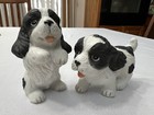 Vintage Homco Porcelain Black & White Cocker Spaniel Puppy Dogs Set of 2 #1427
