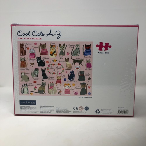 Mudpuppy Cool Cats A-Z 1000 Pc Jigsaw Puzzle SEALED - 第 2/2 張圖片