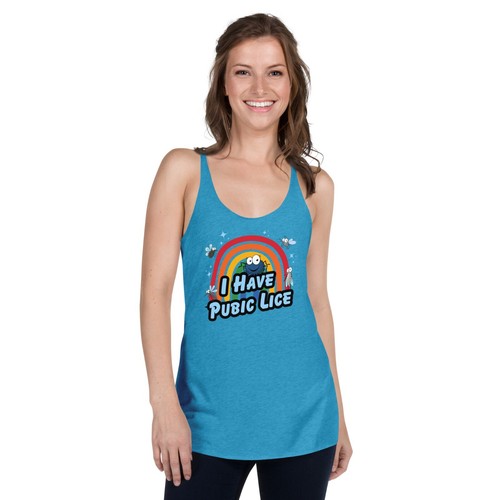 Lustiges Damen Racerback Tankoberteil, ich habe Schamläuse, ironische Aussage, Sommer T - Bild 9 von 12