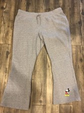 Walt Disney World Embroidered MICKEY MOUSE Logo Gray Sweat Pants XL NICE