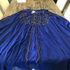 Ashro Women's Long Caftan Dress Blue One Size