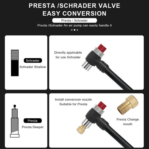 Bicycle Pump With Gauge High-pressure Hand Tire Air Inflator Bike Air Shock Pump - Picture 9 of 14