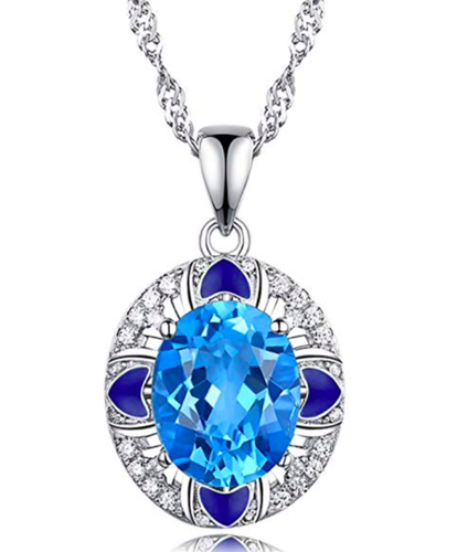 Edler Schmuck Damen Geschenke 925 Sterling Silber Natur Edelstein Schweizer Blautopas - Bild 1 von 6