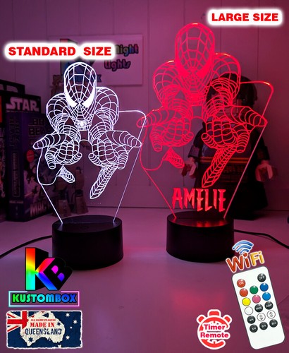 SPIDERMAN AMAZING PERSONALISED 3D LED Night Light 7 Colour Change Room Lamp - Picture 10 of 18