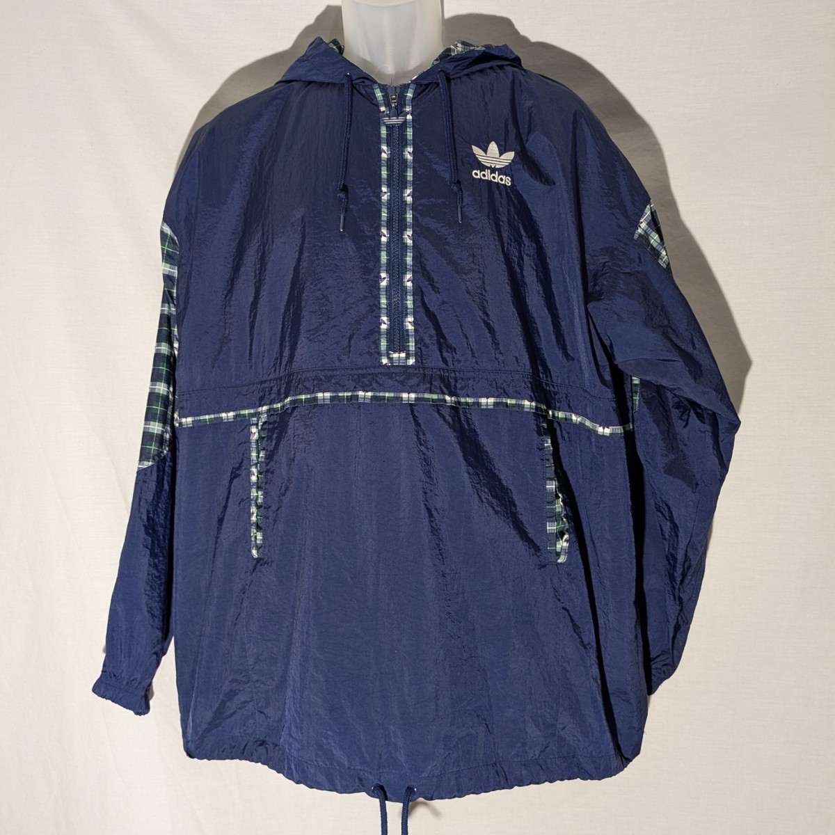 Vintage 80s Adidas Logo Windbreaker Tracksuit Jacket 1/2 Zip Track