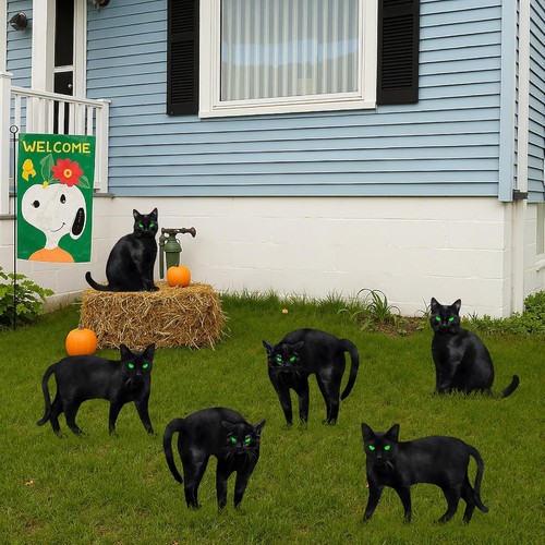 Halloween Decorations Outdoor: 6ct Black Cat Decor Yard Signs with black - Picture 7 of 7
