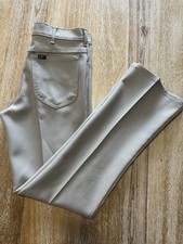Vintage 80s Lee Polyester Pants Men 32x32 Cream Tan Flared Bootcut USA Made 1984