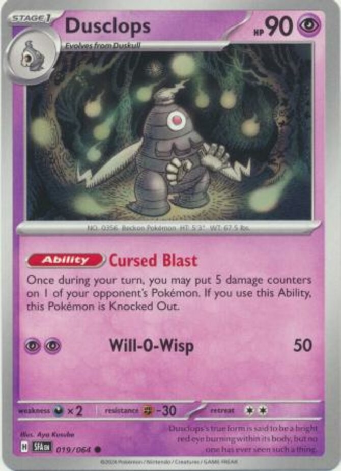 Dusclops - 019/064 - Common (Near Mint) Shrouded Fable - Psychic Pokémon