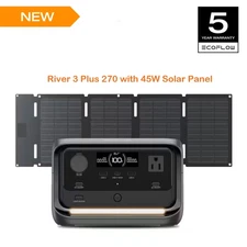 EcoFlow River 3 Plus 268Wh Power Station 600 Watt Output And 45 Watt Solar Panel