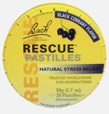 6 Pack Bach RESCUE PASTILLES, Black Currant Flavor 35 Count