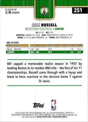 2025-26 TOPPS BASKETBALL #251 Bill Russell | eBay