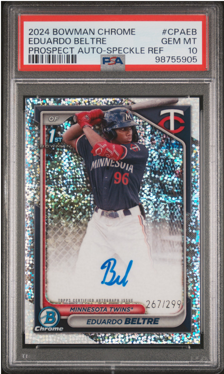 Eduardo Beltre 2024 Bowman Chrome 1st SPECKLE REFRACTOR RC Auto /299 PSA 10 GEM