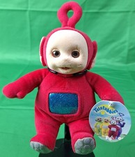 1998 Teletubbies Po Plush Doll Toy Eden Gift Red Fuzzy Face Damged Beanie VTG
