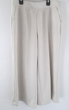 NEW Elie Tahari Pants Women's Wide Leg Pull On Stretch Knit Cropped Ivory Sz XL