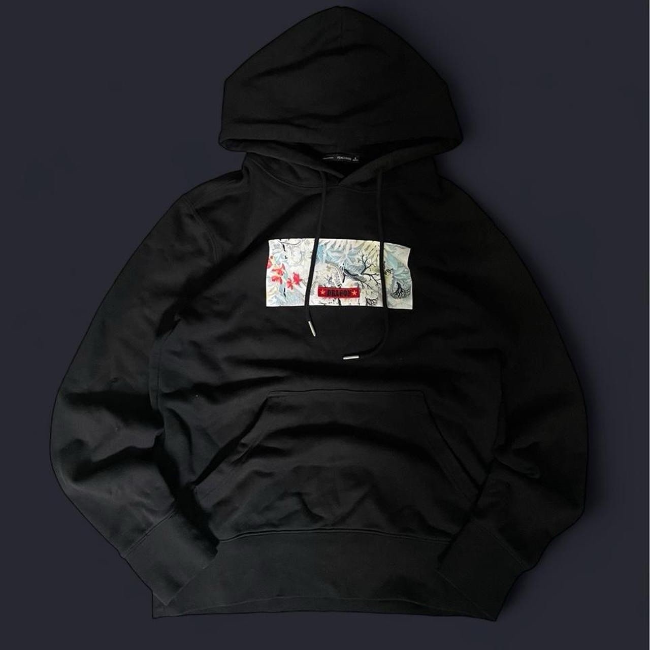 Black Floral Hoodie Graphic Sweatshirt Streetwear Pullover