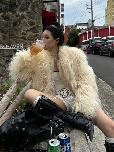Cappotto lungo moda pelliccia sintetica donna invernale nuovo caldo cotone peloso top giacche - Foto 6 di 18