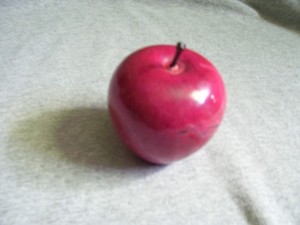 Marbled Alabaster? Stone Red Apple Paperweight 3" Tall 3" Dia