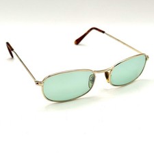 VTG Fashion Oval Sunglasses Gold Metal  Tortoise Designer Frame  Green Lenses