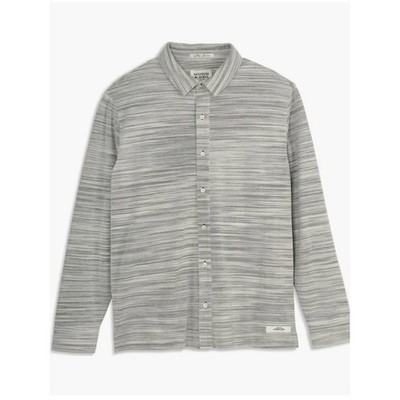 SCOTCH & SODA Space Dye Piqué Button Up Shirt XL Gray Stripe Minimalist