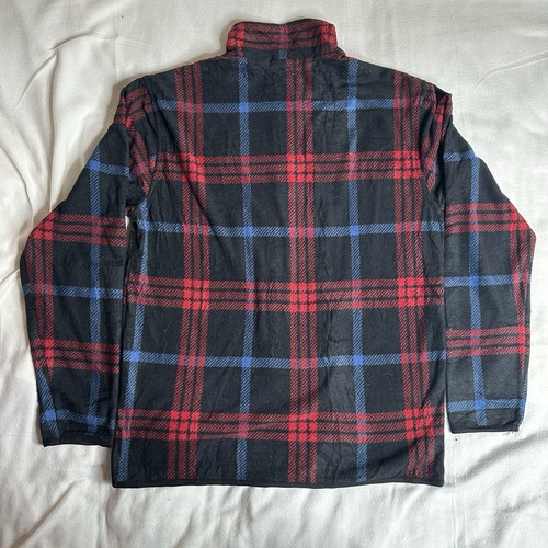 Nautica Herren blau und rot karierter Fleecepullover 1/4 Reißverschluss Medium - Bild 2 von 6