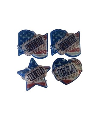 DecoPac Cake Topper Plastic Party American Flag Patriot USA Hero Dog Tags 4 Pack