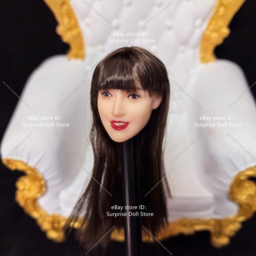 1/6 Head Sculpt Bangs Smile Cute Beauty Girl Carved Model For 12" Female Figure - Picture 1 of 5