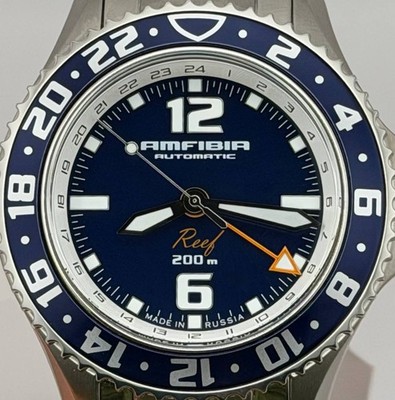 Neu Vostok Amfibia Automatic Reef GMT 080493 blu no date / Amphibia GMT blue