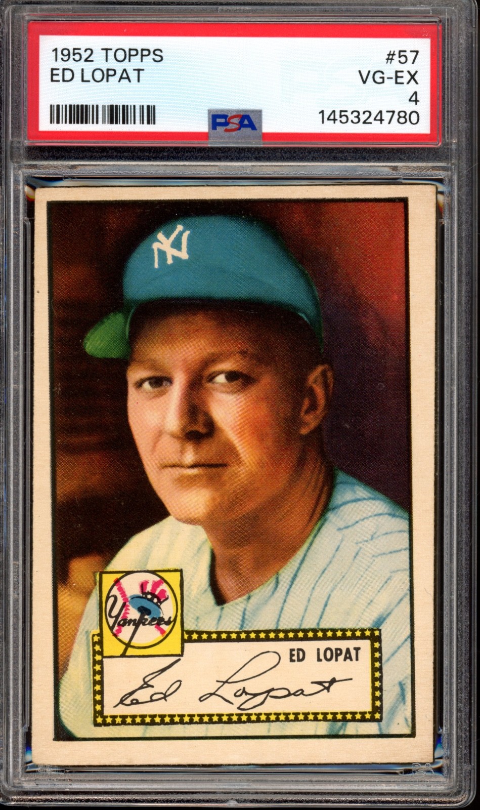 1952 Topps #57 Eddie Ed Lopat PSA 4 Vintage Baseball Card (4780)