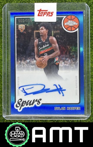 Dylan Harper 2025-26 Topps Chrome Update 2/150 1980-81 Auto Blue Spurs RC SSP