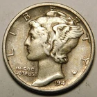 1941 D Mercury Dime 90% Silver XF-AU  "Actual Coin Pictured - Not Cleaned"