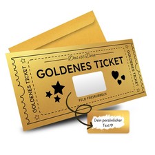 Goldenes Ticket mit Rubbelfeld für persönli...
