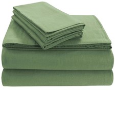 Tribeca Living Triple Brushed Cotton Flannel Sheets, King, 170GSM, Green