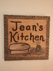 "Jean's Kitchen" Rustic Wooden Sign  Homemade Art 12" × 12" × .75"