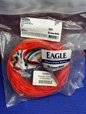 Eagle Belting Round Belt, Orange, L 100 ft 1032004 Eagle Belting 1032004
