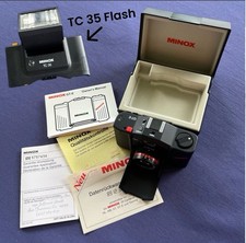 Vintage Minox GT-E Camera  TC 35 Flash Unit  Tripod Includes All 3 Items 