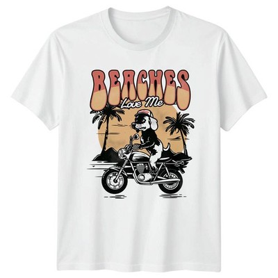 Beaches Love Me T-Shirt Hundeliebhaber Biker Strand Sommer Geburtstag Geschenk