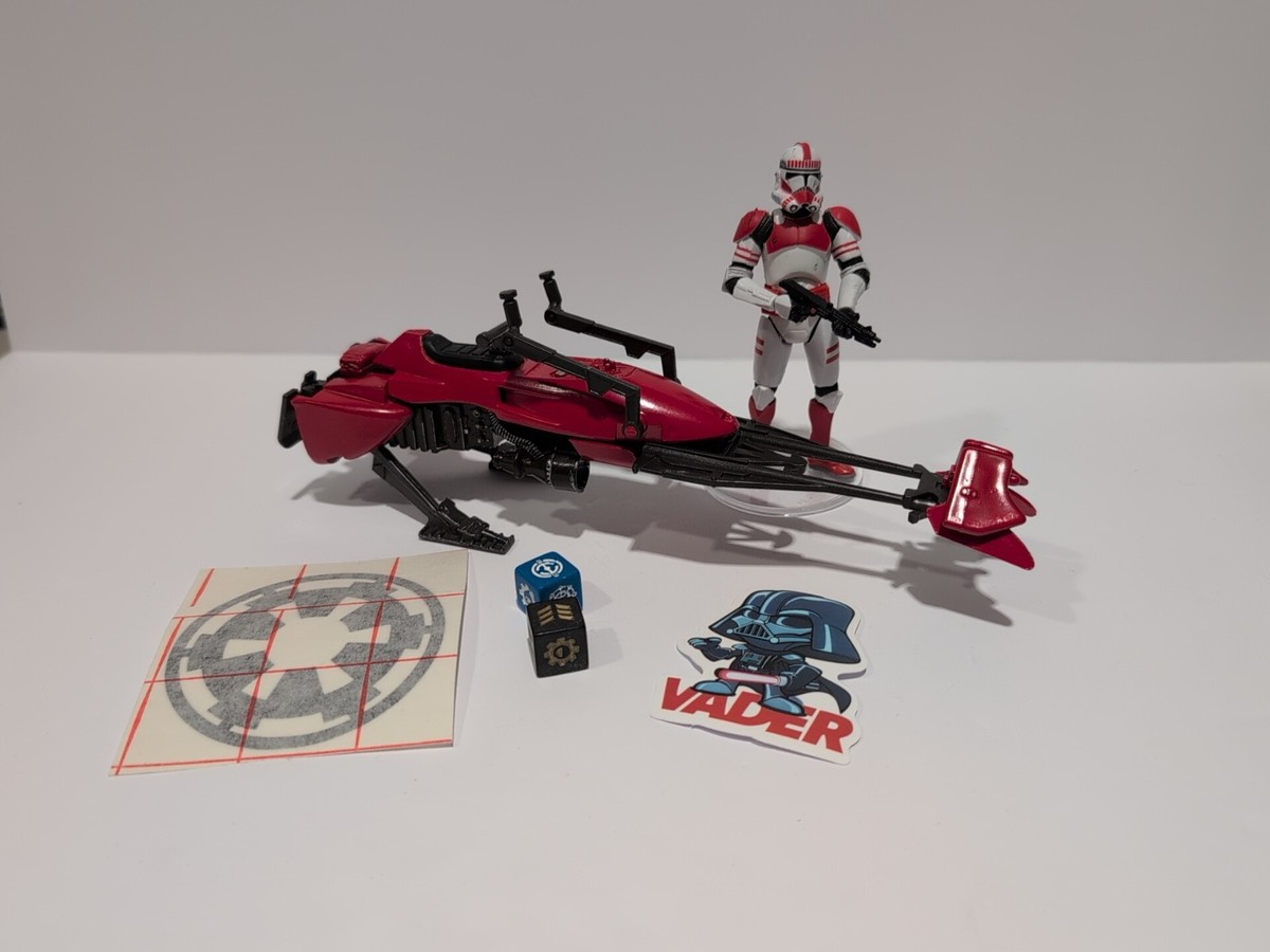 Star Wars 3.75 Custom Red Speeder Bike w/ Shock Trooper SL17 Loose
